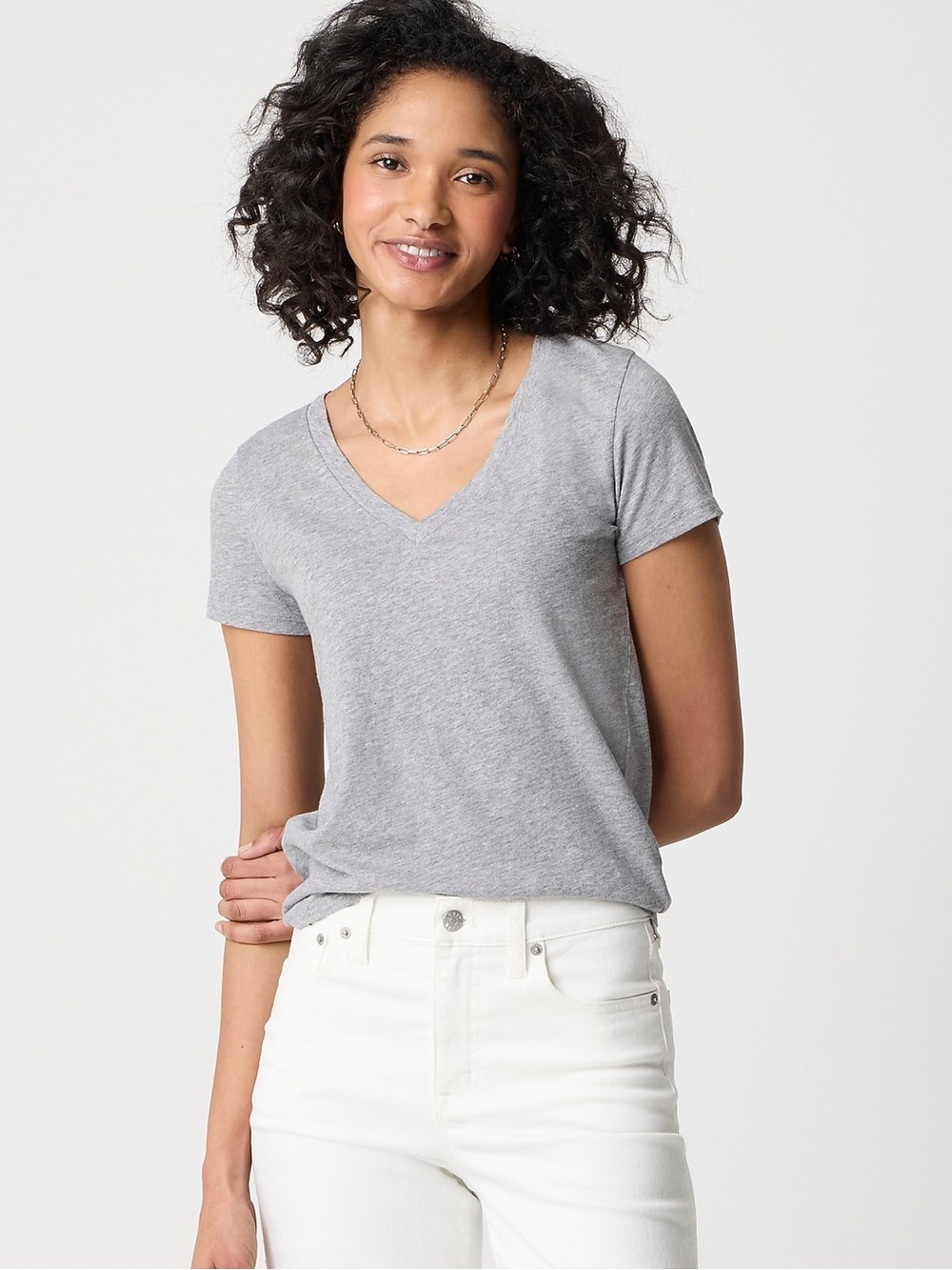 J Crew Slub Cotton V Neck T Shirt